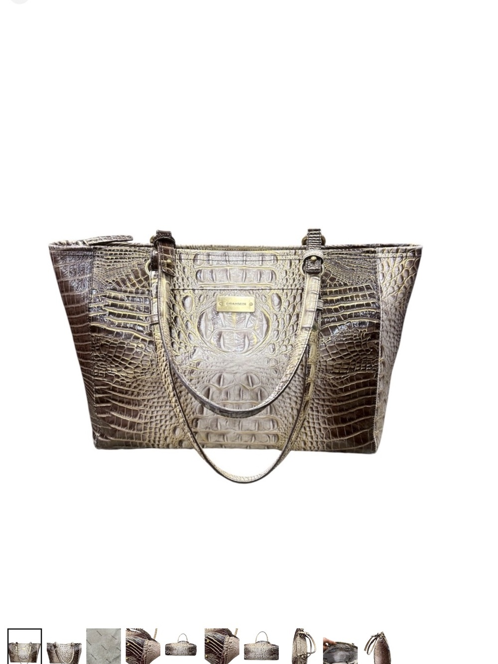 Brahmin Metallic Bronze Croc-Embossed Tote